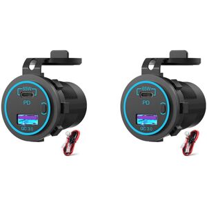 TLILY 2X 65W pd 12V usb c Laptop Socket Car Charger Multi Port Waterproof Adapter Boat Truck