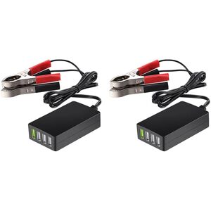 TLILY 2X Portable DC Power Adapter with Battery Clip, 12V/24V 5 4 Port USB Charger, Multiport Adapter, Other Smartphones and Tablets