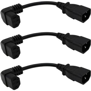Tlily - 3 Pcs 18cm iec 320 90 Degree C13 3 Pin Female to C14 3 Pin Male pdu Power Supply Extension Cord for Computer led hdtv