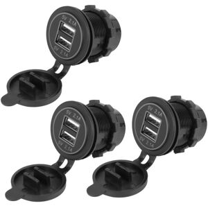 Tlily - 3X 5V 4.2A Dual 2USB Charger Socket Adapter Power Outlet for 12V 24V Car Motorcycle(Blue)