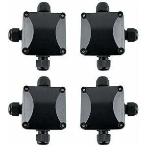 Héloise - 4 x Waterproof Junction Box IP66 Junction Box 3 External Cables Black