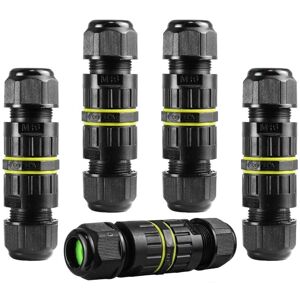 Tlily - 5Pc IP68 Waterproof 2 Way 3-Core Junction Box Electrical Cable Connector M16 Wire Range(3.5-10mm), Outdoor Repair Cables