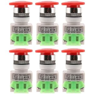 TLILY 6X ac 660V 10A Emergency Stop Push Button Switch 1NO 1NC dpst Red Mushroom Cap