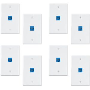 TLILY 8 Pack 1 Port Ethernet Wall Plates, Faceplates RJ45 Cat6 to , Port