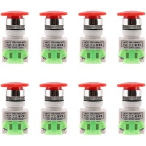 TLILY 8X AC 660V 10A Emergency Stop Push Button Switch 1NO 1NC DPST Red Mushroom Cap