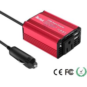 Ymyny - fliti Metal Power Inverter Converter 150W 12V 220V to 240V Cigarette Lighter Charger Power Transformer with 1 European Socket and 2 usb Ports
