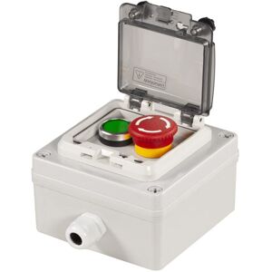 GOTRAYS Ip67 Push Button Box with Emergency Stop Push Button, Green Push Button with Protective Cover, Faultless Operation Switch (ac/dc
