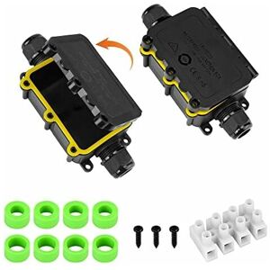 Héloise - IP68 Waterproof Junction Box - 2Pcs 2 Way Cable Connectors, Outdoor Weatherproof Electrical Box Easy to Install for ø 5-12mm Cable Diameter
