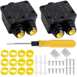 Héloise - IP68 Waterproof Junction Box 3 Way Electrical Cable Connector Anti-UV Anti-ash Outdoor Junction Box for ø 4 to 14mm 2 Pcs