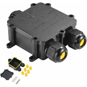 HÉLOISE Junction Box, IP68 Waterproof Junction Box 3 Way Connection Box Connectors Box for Cable Ø 4 to 14mm, LED Lighting, Display Panel (Black)