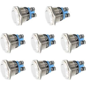 Memkey - 8pcs 12V 16mm Momentary Metal Push Button Switch for Waterproof Marine Car rv Truck Boat