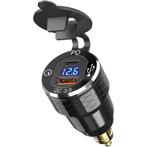 Tlily - pd 3.0 Type c usb Fast Charger Din to and 18W qc Power Outlet with Voltmeter for 12V-24V Motorcycle