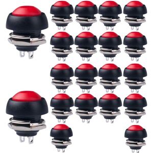 CSPARKV Red 20pcs 12mm Mini Momentary Push Button Switch, Waterproof Push Button, 1A 250VAC / 3A 125VAC Round Push Button Switch, for Raspberry Pi diy