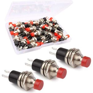 Red 30pcs 7mm SPST Mini Momentary Push Button Switch, Mini Round On Off Push Button Switch, 1A 250V AC 2 Pin, for Model Railway Hobby