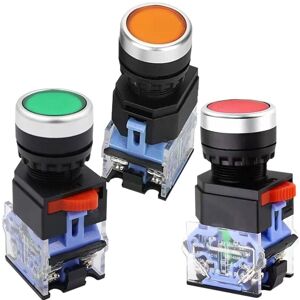 GOTRAYS Red Green Yellow Momentary Push Button 22mm Momentary Push Button Start Stop Push Button Start Stop Push Button Start Stop Push Button Green Push