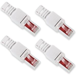 Memkey - RJ45 Cat6 Cat5 lan Patch Network Cable Connector Tool-free Assembly Crimp Connector 4 Pieces Tool-free RJ45 CAT6 Connector