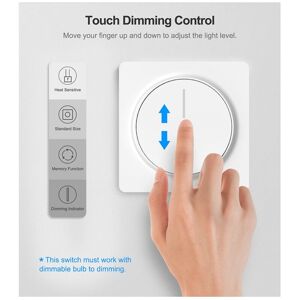 TLILY Tuya Smart Wifi Dimmer Light Switch,Touch Dimming Panel Wall Switch 100-240V,Works for Home