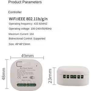TLILY Tuya WIFI RF433 Receiver 16A WiFi Smart Wireless Switch 433MHz Remote Control Timer for Home