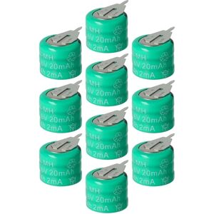 Vhbw - 10x NiMH replacement button cell battery tab type 3/V15H 2 pins 20mAh 3.6V suitable for model building batteries, solar lights etc.