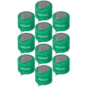 Vhbw - 10x NiMH replacement button cell battery tab type V250H 250mAh 3.6V suitable for model building batteries, solar lights etc.