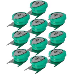 Vhbw - 10x NiMH replacement button cell battery tab type V40H 3 pins 40mAh 1.2V suitable for model building batteries, solar lights etc.