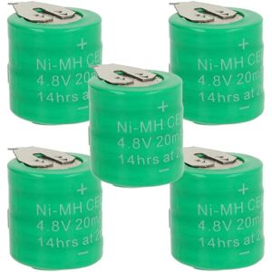 vhbw 5x NiMH replacement button cell battery tab type 4/V15H 2 pins 20mAh 4.8V suitable for model building batteries, solar lights etc.
