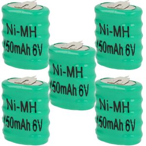 Vhbw - 5x NiMH replacement button cell battery tab type 5/V150H 3 pins 150mAh 6V suitable for model building batteries, solar lights etc.