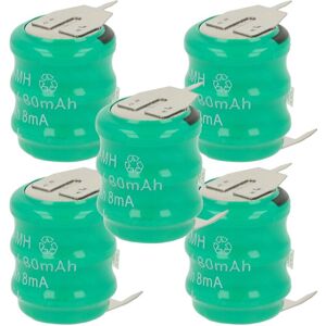Vhbw - 5x NiMH replacement button cell battery tab type V80H 3 pins 80mAh 3.6V suitable for model building batteries, solar lights etc.