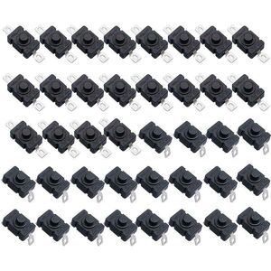 ZVD-40 Pcs Self-Locking Push Button Switch, KAN-28 Mini Flashlight Switch (20 Pcs Flat Pin with Hole + 20 Pcs Bent Pin with Hole)