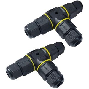 TORMATOR 2-Pack Premium T-Shaped Junction Boxes 4-9mm (Black, PA66), 3-Pin Cable Connector, IP68 Waterproof Connector, Outdoor Electrical Enclosure Connectors TORMATOR 2-Pack Premium T-Shaped Junction Boxes 4-9mm (Black, PA66), 3-Pin Cable Connector, IP68 Waterproof Connector, Outdoor Electrical Enclosure Connectors