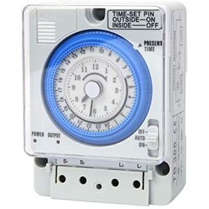 Ikodm - 24H Programmable Time Delay Relay 110-230V ac, Manual/Automatic Mechanical Timer, for Home Electrical Equipment, Lighting, diy Ikodm - 24H Programmable Time Delay Relay 110-230V ac, Manual/Automatic Mechanical Timer, for Home Electrical Equipment, Lighting, diy