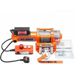 WINCHMAX 3,000lb (1,361kg) Original Orange 240V 13A Single Phase Winch. 12.5m x 5mm Wire Rope and 1/4 Inch Hook WINCHMAX 3,000lb (1,361kg) Original Orange 240V 13A Single Phase Winch. 12.5m x 5mm Wire Rope and 1/4 Inch Hook