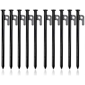 Csparkv - 10Pcs) Heavy Duty Tent Pegs, Forged Steel Tent Stakes, 30cm Camping Tent Pegs with Hook Hard Ground Securing Nails for Tent Tarp Beach Csparkv - 10Pcs) Heavy Duty Tent Pegs, Forged Steel Tent Stakes, 30cm Camping Tent Pegs with Hook Hard Ground Securing Nails for Tent Tarp Beach