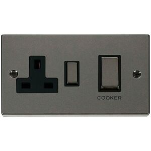 Black Nickel Cooker Control Ingot 45A With 13A Switched Plug Socket - Black Trim - SE Home Black Nickel Cooker Control Ingot 45A With 13A Switched Plug Socket - Black Trim - SE Home