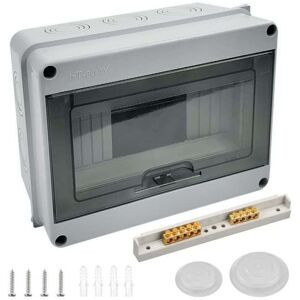 SNQ IP65 Waterproof Outdoor Electrical Enclosure, 8 Modules, ABS Plastic Surface, Outdoor Waterproof Electrical Enclosure Box, Control Cabinet, Junction SNQ IP65 Waterproof Outdoor Electrical Enclosure, 8 Modules, ABS Plastic Surface, Outdoor Waterproof Electrical Enclosure Box, Control Cabinet, Junction