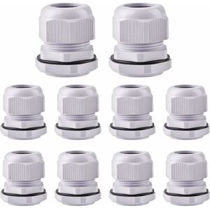 Gotrays - M32 x 1.5 Cable Gland Waterproof Cable Glands for Fire Prevention with Lock Nut for Cable Guide Pack of 10 (White), Ternel Gotrays - M32 x 1.5 Cable Gland Waterproof Cable Glands for Fire Prevention with Lock Nut for Cable Guide Pack of 10 (White), Ternel