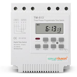 TEHTUY TM-613 Programmable Time Delay Relay 380V / 50-60Hz 16A Weekly Relay Power Timer Switch Three-Phase Timer Switch Smart Digital Clock TEHTUY TM-613 Programmable Time Delay Relay 380V / 50-60Hz 16A Weekly Relay Power Timer Switch Three-Phase Timer Switch Smart Digital Clock