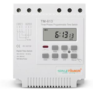 Tinor - TM-613 Programmable Time Delay Relay 380V/50-60Hz 16A Weekly Relay Power Timer Switch Three Phase Timer Switch Intelligent Digital Clock Tinor - TM-613 Programmable Time Delay Relay 380V/50-60Hz 16A Weekly Relay Power Timer Switch Three Phase Timer Switch Intelligent Digital Clock