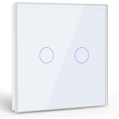 BEIJIYI 2 Gang 1 Way Touch Switch, White Light Switch with LED Display, Crystal Glass Panel Touch Switch with Touch Sensor, No Neutral Wire BEIJIYI 2 Gang 1 Way Touch Switch, White Light Switch with LED Display, Crystal Glass Panel Touch Switch with Touch Sensor, No Neutral Wire