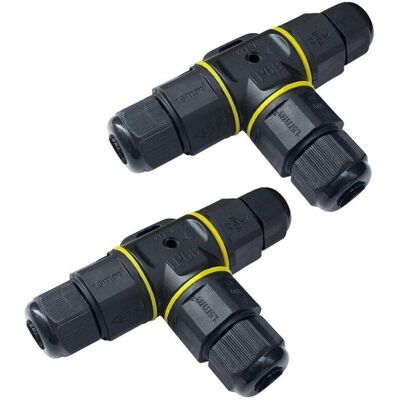TORMATOR 2-Pack Premium T-Shaped Junction Boxes 4-9mm (Black, PA66), 3-Pin Cable Connector, IP68 Waterproof Connector, Outdoor Electrical Enclosure Connectors TORMATOR 2-Pack Premium T-Shaped Junction Boxes 4-9mm (Black, PA66), 3-Pin Cable Connector, IP68 Waterproof Connector, Outdoor Electrical Enclosure Connectors