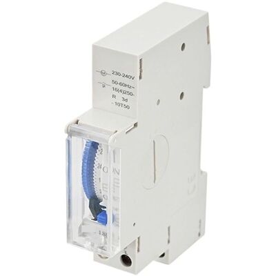 SNQ 24-hour mechanical timer relay SUL180A for DIN rail mounting, programmable analog electrical timer, 220V 16A battery SNQ 24-hour mechanical timer relay SUL180A for DIN rail mounting, programmable analog electrical timer, 220V 16A battery