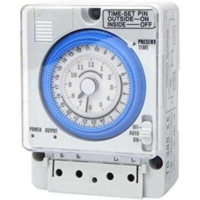 SNQ 24-hour programmable time delay relay, 110-230V AC, manual/automatic mechanical timer, for household electrical equipment, lighting, DIY projects SNQ 24-hour programmable time delay relay, 110-230V AC, manual/automatic mechanical timer, for household electrical equipment, lighting, DIY projects