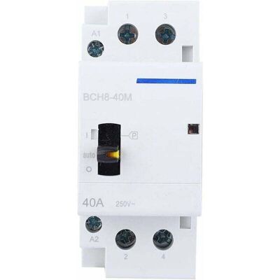 SNQ AC contactor, BCH8-40M 2P 40A 230V Household AC DIN rail mounting with manual control switch for domestic applications (2NO) SNQ AC contactor, BCH8-40M 2P 40A 230V Household AC DIN rail mounting with manual control switch for domestic applications (2NO)