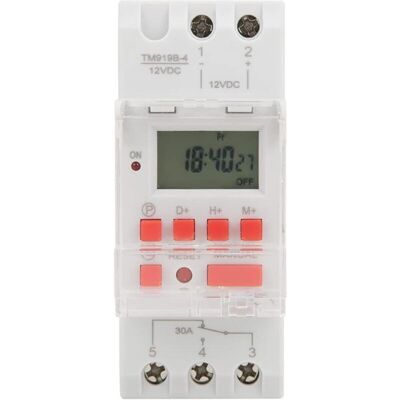 Electric Timer Timer Relay Switch with LCD Display, Programmable Weekly Preset, 12V DC 30A Digital Timer Electric Timer Timer Relay Switch with LCD Display, Programmable Weekly Preset, 12V DC 30A Digital Timer