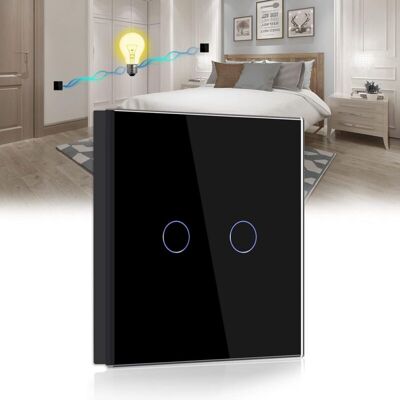 Memkey - Two-Way Touch Switch, Black, 2-Way Light Switch with led Indicator, Touch Switch with Touch Sensor, Crystal Glass Panel, No Neutral Wire Memkey - Two-Way Touch Switch, Black, 2-Way Light Switch with led Indicator, Touch Switch with Touch Sensor, Crystal Glass Panel, No Neutral Wire