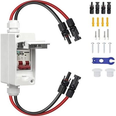 OEM Dc Circuit Breaker And Isolation Switch For Photovoltaic System, 2 Poles, 32 A, 500 V Dc, With Cable, Waterproof Ip65, Model Dz47x. OEM Dc Circuit Breaker And Isolation Switch For Photovoltaic System, 2 Poles, 32 A, 500 V Dc, With Cable, Waterproof Ip65, Model Dz47x.