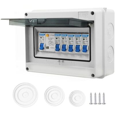WOIYIC Single-pole 63a Circuit Breaker Panel – Ip65 Rated – 4-way With Leakage Breaker – For Garage And Workshop WOIYIC Single-pole 63a Circuit Breaker Panel – Ip65 Rated – 4-way With Leakage Breaker – For Garage And Workshop
