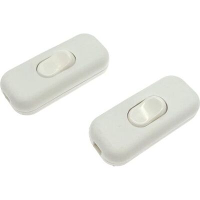 OEM 2x 6a Maximum White Double-pole Inline Cord Switch, Insulated Double-pole Inline Switch, Accepts 1-2 Round Or Flat Wires, Torpedo Switch For Small Appliances Or OEM 2x 6a Maximum White Double-pole Inline Cord Switch, Insulated Double-pole Inline Switch, Accepts 1-2 Round Or Flat Wires, Torpedo Switch For Small Appliances Or