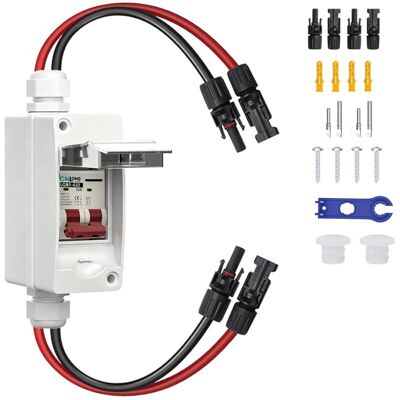 SIOKS Dc Circuit Breaker And Isolation Switch For Photovoltaic System, 2 Poles, 32 A, 500 V Dc, With Cable, Ip65 Waterproof, Model Dz47x. SIOKS Dc Circuit Breaker And Isolation Switch For Photovoltaic System, 2 Poles, 32 A, 500 V Dc, With Cable, Ip65 Waterproof, Model Dz47x.