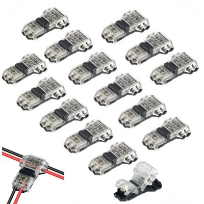 OEM Pack Of 15 2-pin, 2-way Wire Connectors. Universal Low-voltage, Compact T-type Wire Connectors. No Stripping Required For 20/22 Awg (t-type) Cables. OEM Pack Of 15 2-pin, 2-way Wire Connectors. Universal Low-voltage, Compact T-type Wire Connectors. No Stripping Required For 20/22 Awg (t-type) Cables.